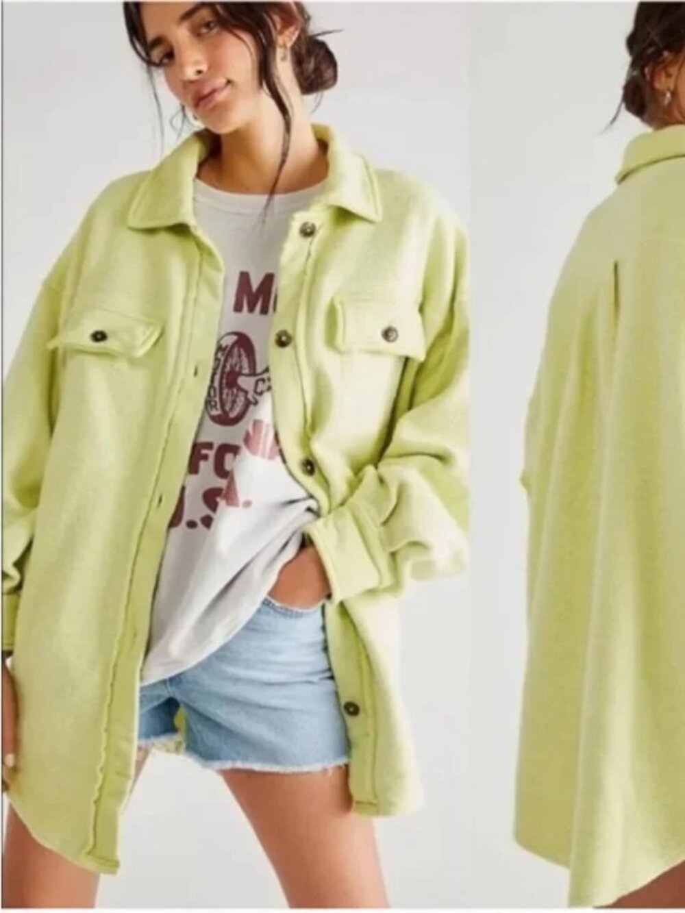 Free People Ruby Jacket Sweater Top Size S Oversized Boho Pastel Cabin Cottage
